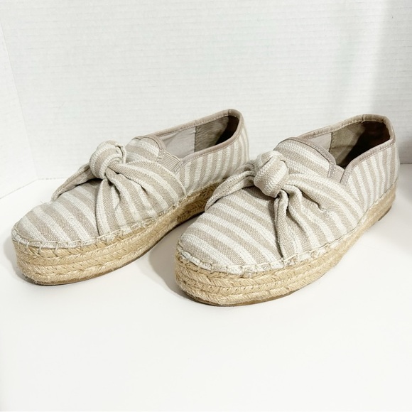 Circus Sam Edelman Columbia Striped Espadrilles Jute Outsoles Large Bow at Vamp - Picture 1 of 11